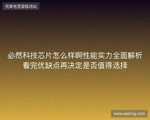 必然科技芯片怎么样啊性能实力全面解析看完优缺点再决定是否值得选择